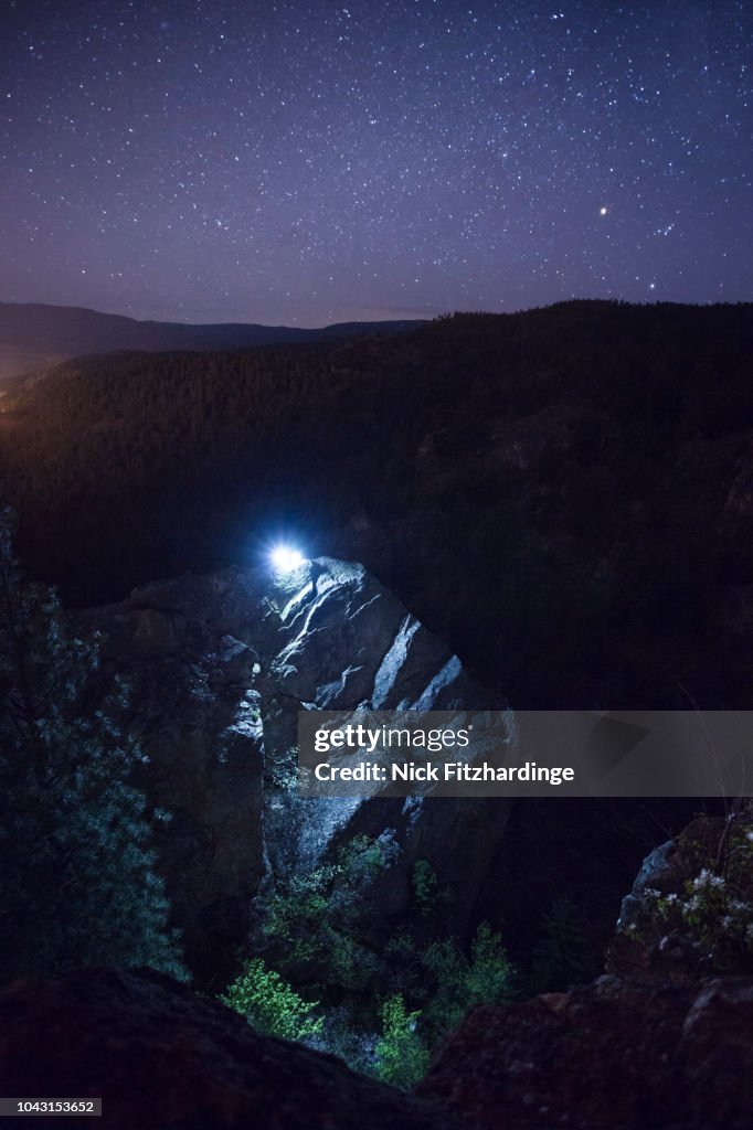 Illuminating cliffs on Pincushion Mountain, Peachland, Okanagan Valley, British COlumbia, Canada
