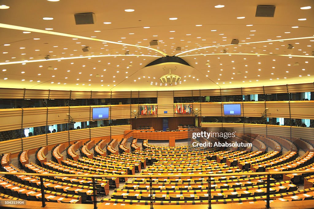 Vide Parlement européen Salle Assembly, Bruxelles, Belgique