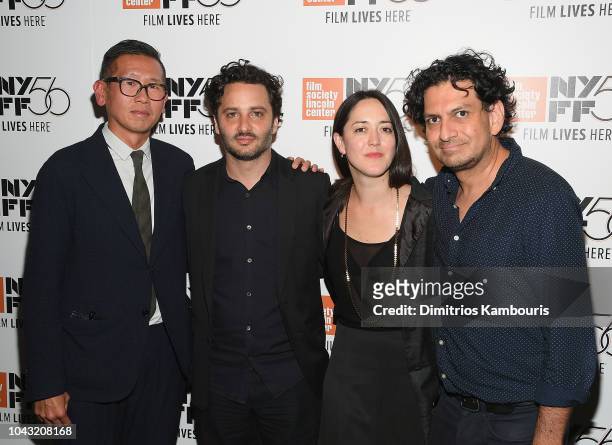 Dennis Lim, Gastón Solnicki, Director Dominga Sotomayor and Carlos-Gutierrez attend "Too Late To Die Young" Photo Call and Q&A at The Film Society of...