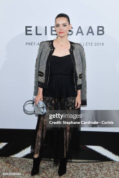 Roxanne Mesquida attends the Elie Saab show as part of the Paris Fashion Week Womenswear Spring/Summer 2019 on September 29, 2018 in Paris, France.