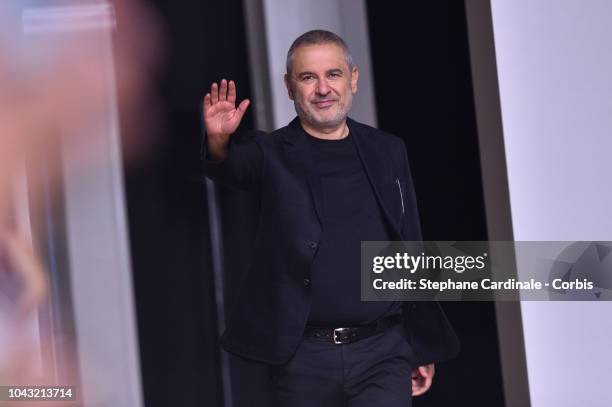 Fashion designer Elie Saab walks the runway during the Elie Saab show as part of the Paris Fashion Week Womenswear Spring/Summer 2019 on September...