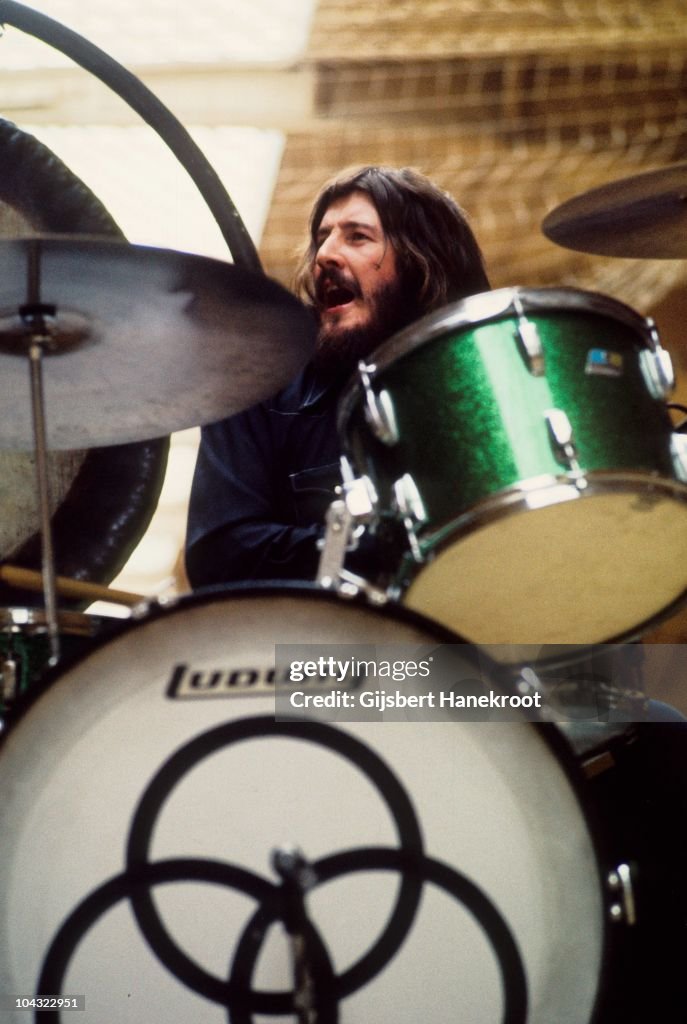John Bonham of Led Zeppelin performs on stage at Oude Rai on 27th