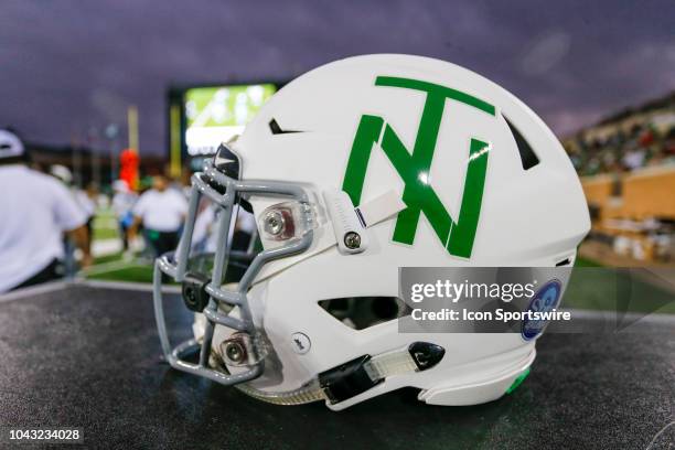 The North Texas Mean Green throwback helmet during the game between the North Texas Mean Green and the Louisiana Tech Bulldogs on September 29, 2018...