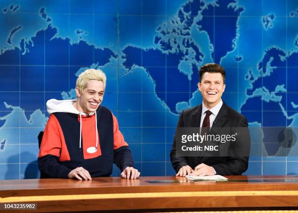 Adam Driver" Episode 1747 -- Pictured: Pete Davidson, Colin Jost during "Weekend Update" in Studio 8H on Saturday, September 29, 2018 --