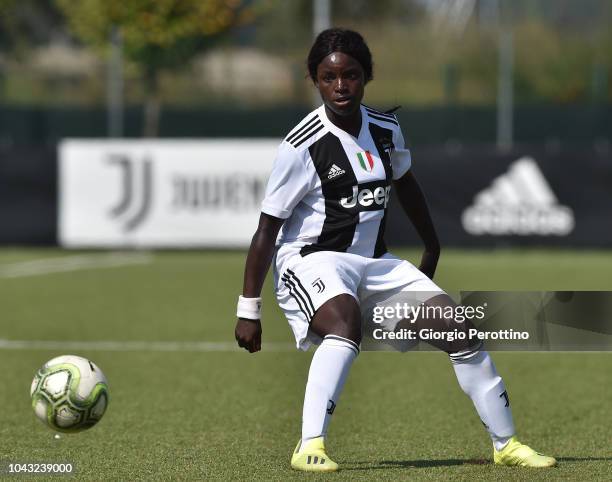 Eniola Aluko of Juventus controls the ball during the Women's Serie A match between Juventus and Fimauto Valpolicella at Juventus Center Vinovo on...