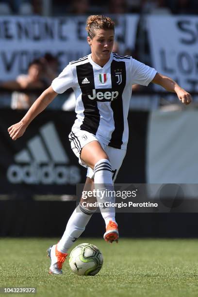 Cristiana Girelli of Juventus controls the ball during the Women's Serie A match between Juventus and Fimauto Valpolicella at Juventus Center Vinovo...