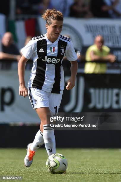 Cristiana Girelli of Juventus controls the ball during the Women's Serie A match between Juventus and Fimauto Valpolicella at Juventus Center Vinovo...