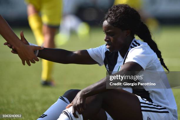 Eniola Aluko of Juventus reacts during the Women's Serie A match between Juventus and Fimauto Valpolicella at Juventus Center Vinovo on September 23,...