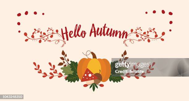 autumn card with hand drawing elements for decorating - pumpkin decorating stock illustrations