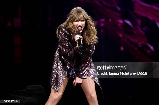 Taylor Swift performs onstage during the reputation Stadium Tour at NRG Stadium on September 29, 2018 in Houston, Texas.