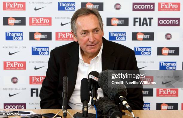 Aston Villa manager Gerard Houllier talks to the press ahead of the Carling Cup match tomorrow night against Blackburn Rovers at Aston Villa's...