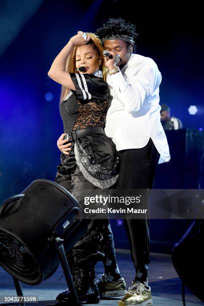 Janet Jackson and Q-Tip perform onstage during the 2018 Global Citizen Festival: Be The Generation in Central Park on September 29, 2018 in New York...