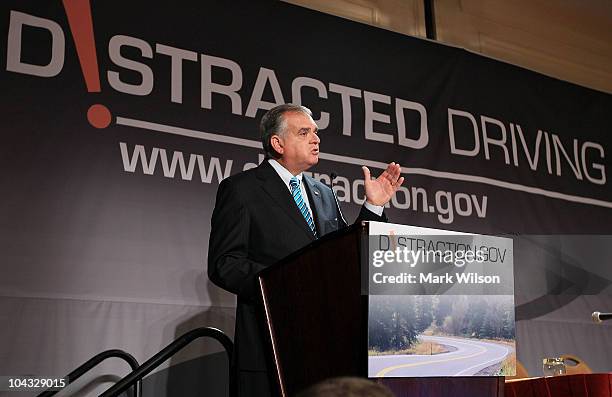 Transportation Secretary Ray LaHood speaks at the 2010 Distracted Driving Summit on September 21, 2010 in Washington, DC. Secretary Hood said that...