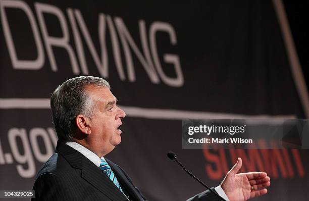 Transportation Secretary Ray LaHood speaks at the 2010 Distracted Driving Summit on September 21, 2010 in Washington, DC. Secretary Hood said that...