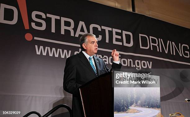 Transportation Secretary Ray LaHood speaks at the 2010 Distracted Driving Summit on September 21, 2010 in Washington, DC. Secretary Hood said that...