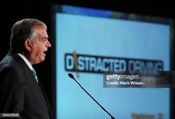 Transportation Secretary Ray LaHood speaks at the 2010 Distracted Driving Summit on September 21, 2010 in Washington, DC. Secretary Hood said that...