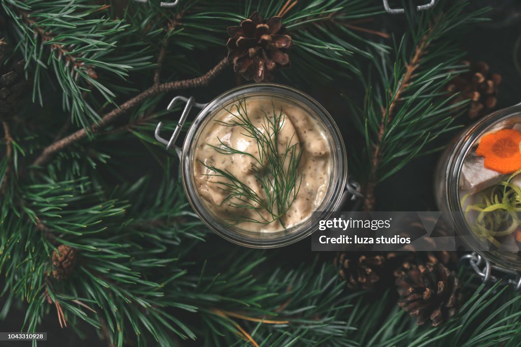 Traditionnel suédois marinés hareng à Noël