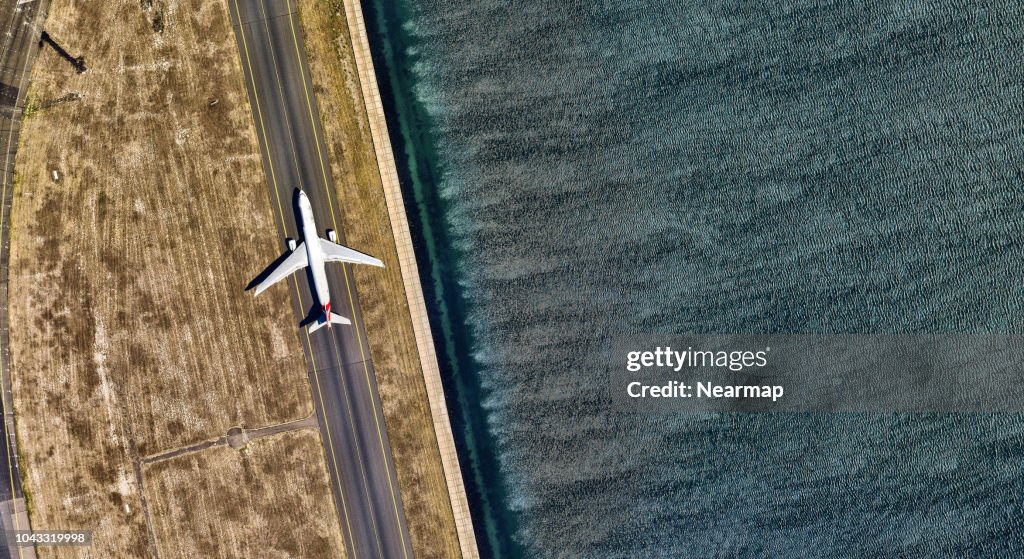 Aerial view of Sydney International Airport. Australia