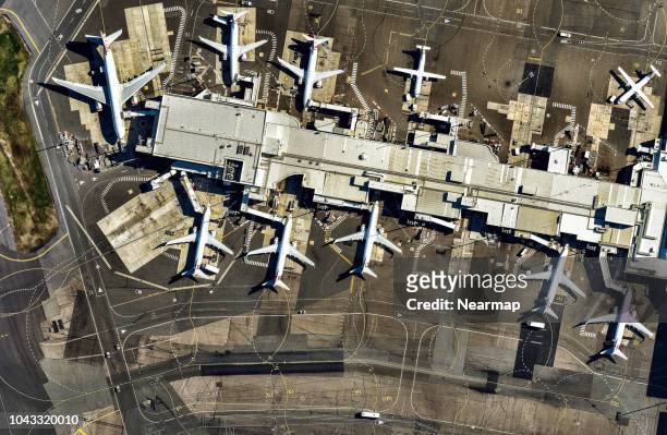 aerial view of sydney international airport. australia - airport terminal stock pictures, royalty-free photos & images
