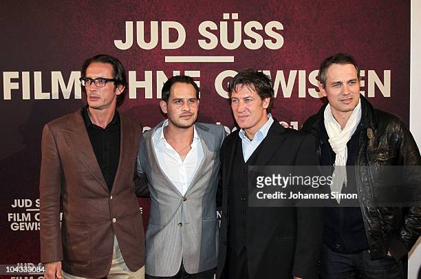 Oskar Roehler, Moritz Bleibtreu, Tobias Moretti and Ralf Bauer attend the Premiere of the movie 'Jud Suess - Film ohne Gewissen' on September 21,...