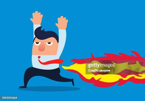 flame burning businessman's ass - hemorrhoids stock illustrations