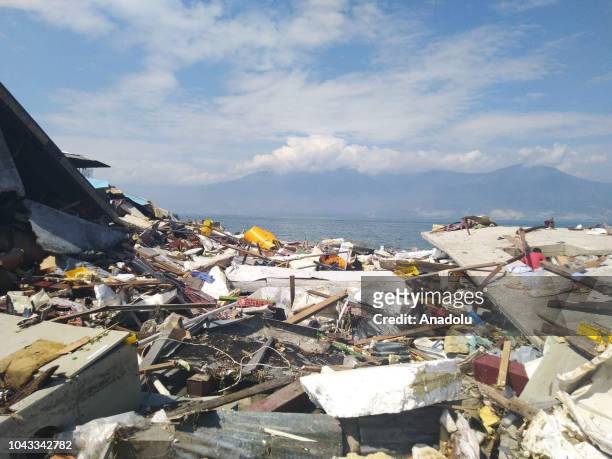 Wreckage of buildings are seen after the earthquake and tsunami that hit the city of Palu in Central Sulawesi province, Indonesia on September 30,...