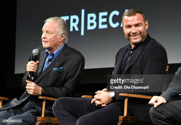 Jon Voight and Liev Schreiber speak at the "Ray Donovan" Season 6 Premiere panel during the 2018 Tribeca TV Festival at Spring Studios on September...
