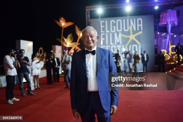 Egyptian businessman and founder of El Gouna FIlm Festival Naguib Sawiris takes to the red carpet at the closing ceremony of the 2nd El Gouna Film...