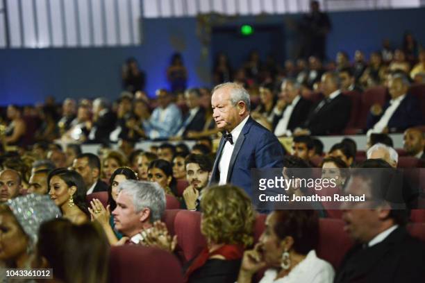Egyptian businessman and founder of El Gouna FIlm Festival Naguib Sawiris at the closing ceremony of the 2nd El Gouna Film Festival on September 28,...