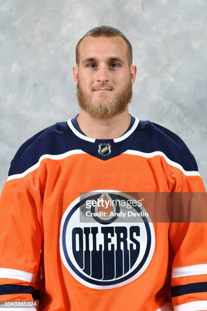 Ryan Van Stralen of the Edmonton Oilers poses for his official headshot for the 2018-2019 season on September 6, 2018 at Rogers Place in Edmonton,...