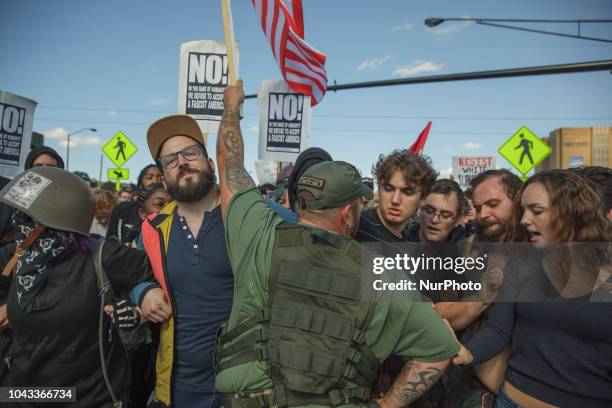 Three Precenter militia member tried and ultimately broke through the soft block of left wing protesters.Kaitlin Bennett, a former student of Kent...