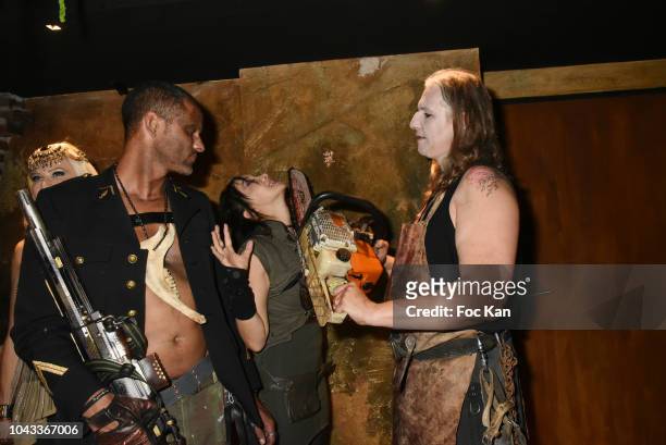 Actress Celine Tran ex-Katsuni and guests disguised in chainsaw slaughters Attend 'The End Apocalypse Party' at Hotel Kube on September 29, 2018 in...