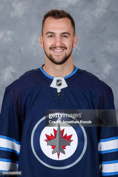 Nicolas Kerdiles of the Winnipeg Jets poses for his official headshot for the 2018-2019 season on September 13, 2018 at the Bell MTS Iceplex in...