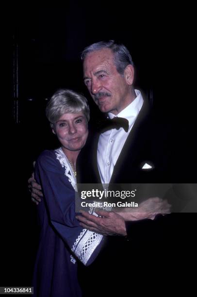 Actor John Payne and date attend Tribute Gala Honoring Darrly Zanuck on February 22, 1981 at USC Campus in Los Angeles, California.