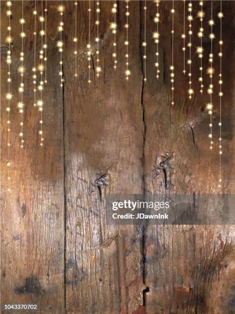 wooden textured background with string lights - wood background stock illustrations