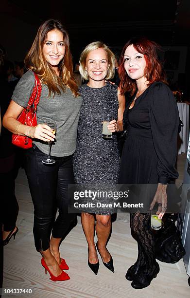 Lisa Snowdon, Mariella Frostrup and Pearl Lowe attend the World premiere of 'Your Moment Is Waiting' at the Saatchi Gallery on September 21, 2010 in...