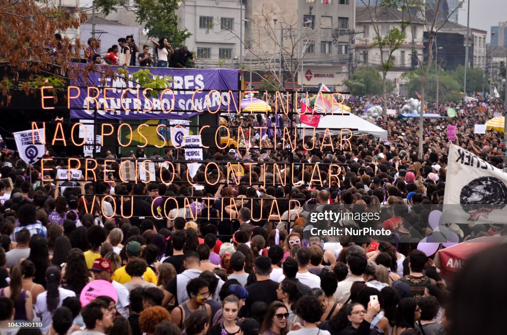 Protestors Rally Against Brazilian Presidential Candidate Jair Bolsonaro