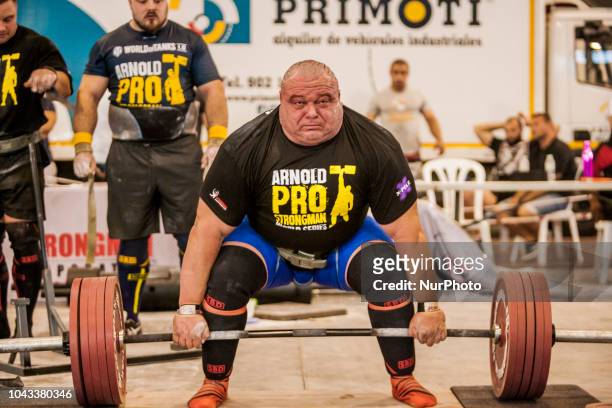 Weightlifter in the strongman &quot;Arnold Classic Europe&quot; 2018 multisport competition in Barcelona, Spain, on 29 September 2018.