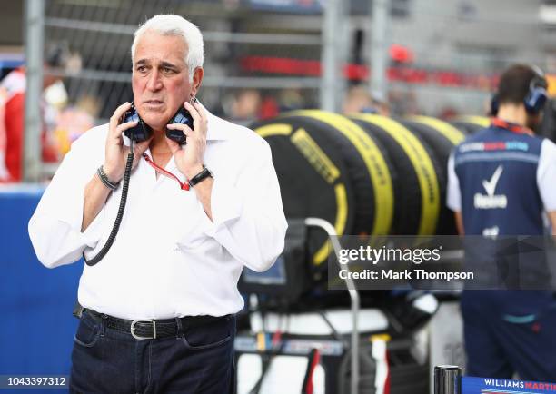 Lawrence Stroll looks on, on the grid before the Formula One Grand Prix of Russia at Sochi Autodrom on September 30, 2018 in Sochi, Russia.