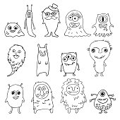 collection of doodle monsters