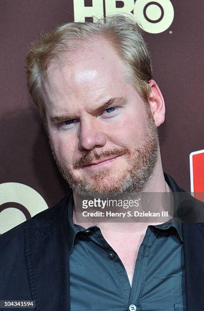 Comedian Jim Gaffigan attends HBO's "Bored To Death" premiere at Jack H. Skirball Center for the Performing Arts on September 21, 2010 in New York...