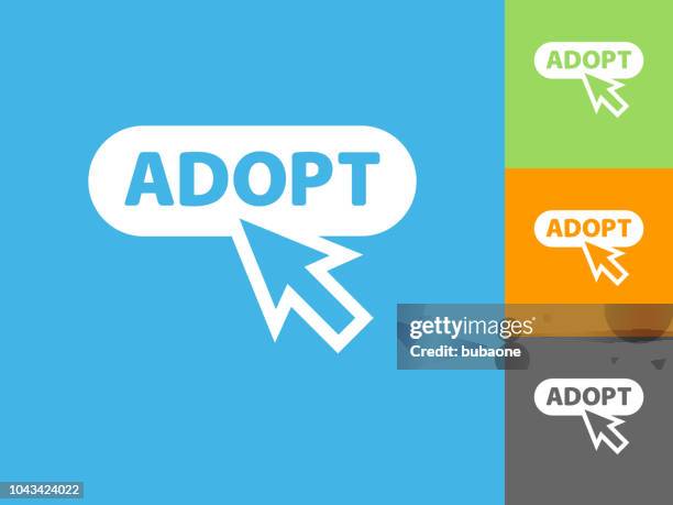 online adoption flat icon on blue background - technology adoption stock illustrations