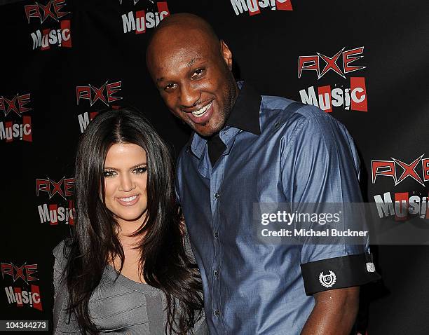 Television personality Khloe Kardashian and Los Angeles Laker Lamar Odom attend the "AXE Music One Night Only" concert series featuring Weezer at...