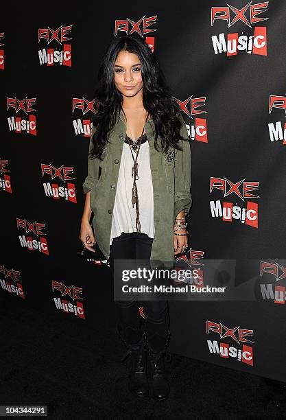 Actress Vanessa Hudges arrives at the "AXE Music One Night Only" concert series featuring Weezer at Dunes Inn Motel - Sunset on September 21, 2010 in...