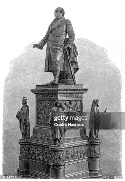 ilustraciones, imágenes clip art, dibujos animados e iconos de stock de heinrich friedrich karl vom und zum stein estatua berlín - kunst, kultur und unterhaltung