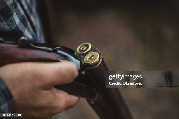 double barrelled shot gun - woodland camo stock pictures, royalty-free photos & images