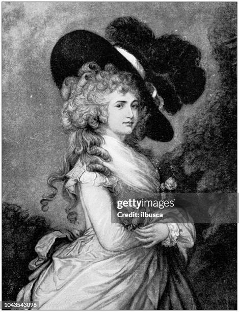 antique painting illustration: duchess of devonshire - devon stock illustrations