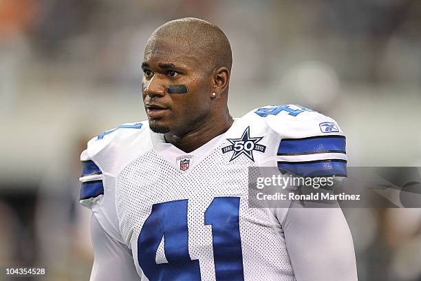 Cornerback Terence Newman of the Dallas Cowboys at Cowboys Stadium on September 19, 2010 in Arlington, Texas.