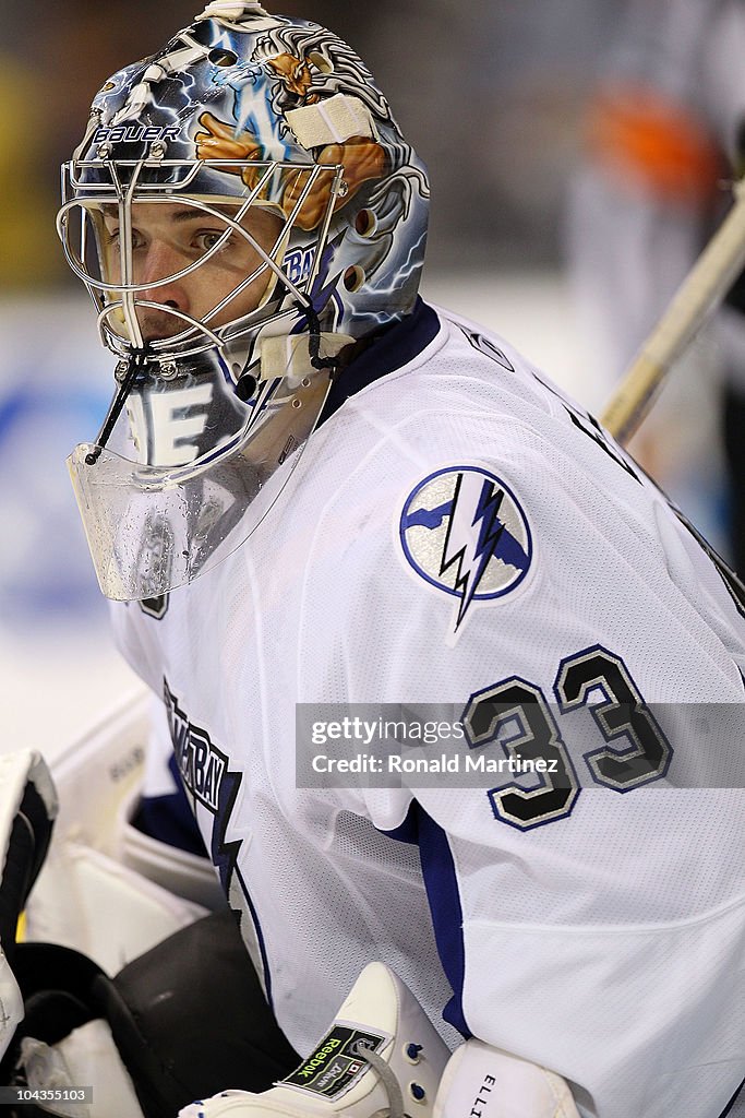 Goaltender Dan Ellis Of The Tampa Bay Lightning At American Airlines