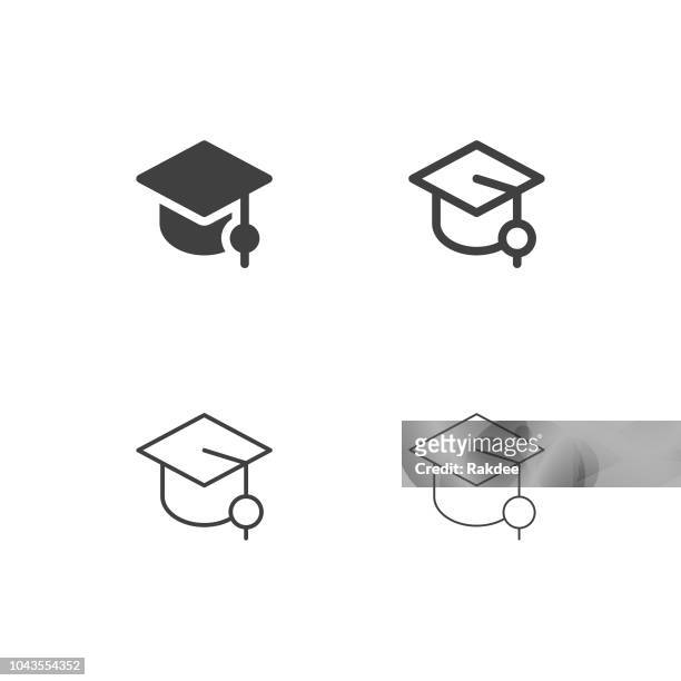 illustrations, cliparts, dessins animés et icônes de graduation hat icons - série multi - niveau de scolarisation